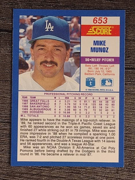1990 Score #653 Mike Munoz RC