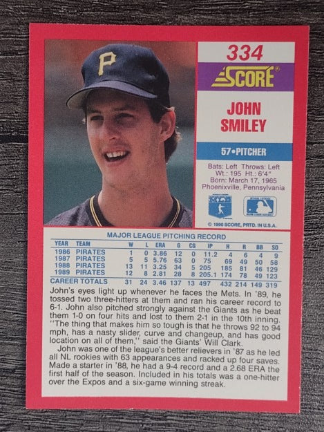 1990 Score #334 John Smiley