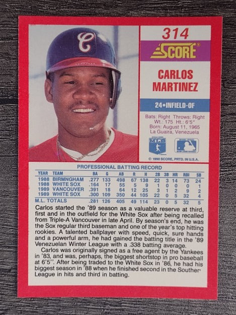 1990 Score #314 Carlos Martinez