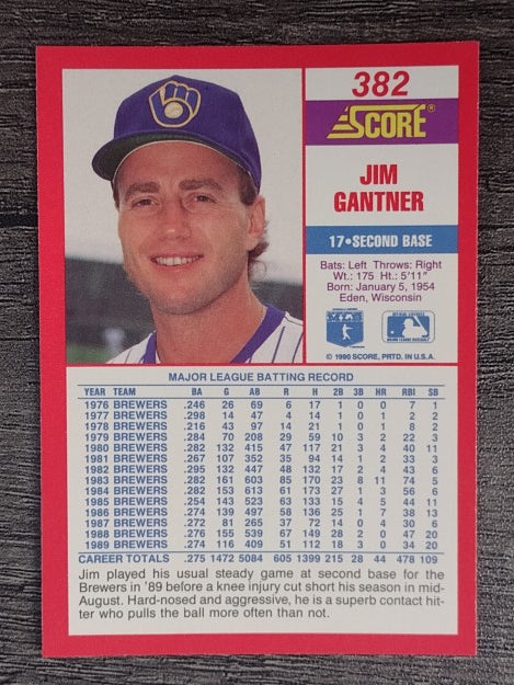1990 Score #382 Jim Gantner