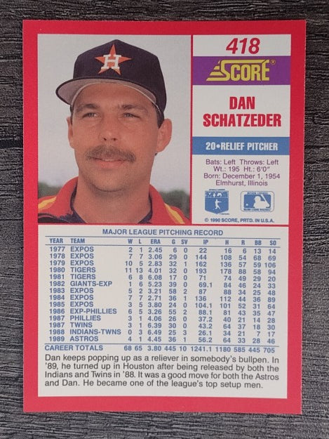 1990 Score #418 Dan Schatzeder