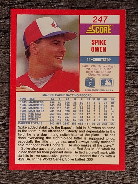 1990 Score #247 Spike Owen