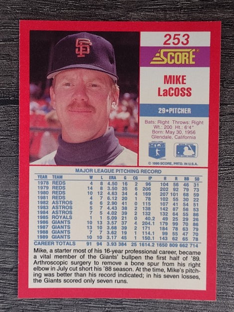 1990 Score #253 Mike LaCoss