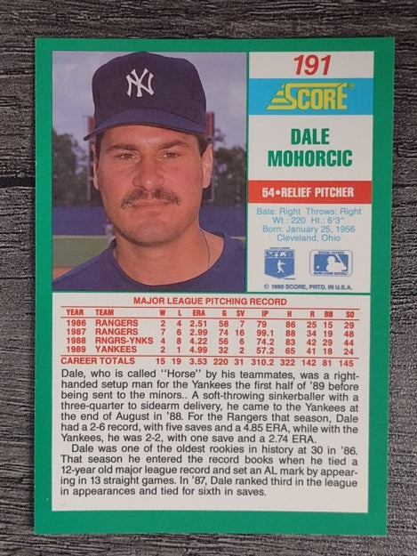 1990 Score #191 Dale Mohorcic