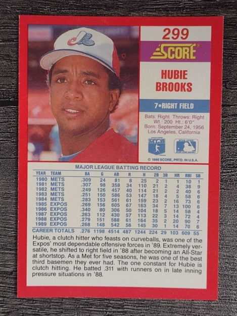 1990 Score #299 Hubie Brooks