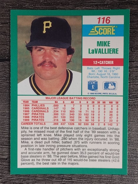 1990 Score #116 Mike LaValliere