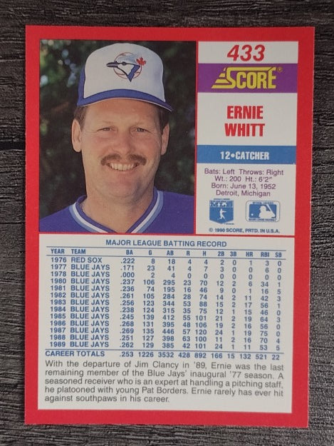 1990 Score #433 Ernie Whitt