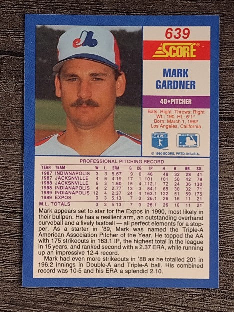 1990 Score #639 Mark Gardner RC
