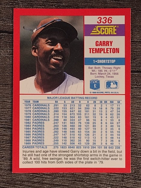 1990 Score #336 Garry Templeton