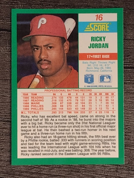 1990 Score #16 Ricky Jordan