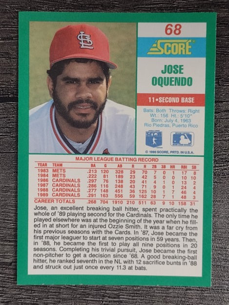 1990 Score #68 Jose Oquendo