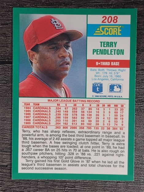 1990 Score #208 Terry Pendleton