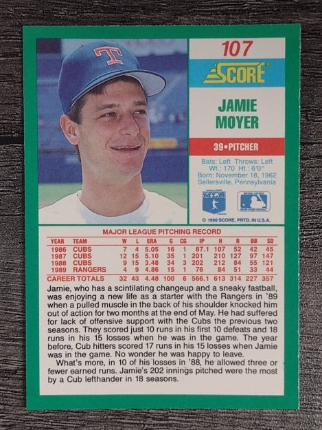 1990 Score #107A Jamie Moyer ERR/Scintilating