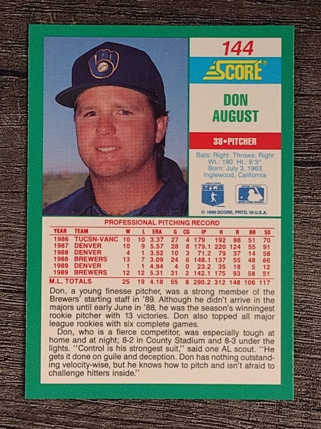 1990 Score #144 Don August