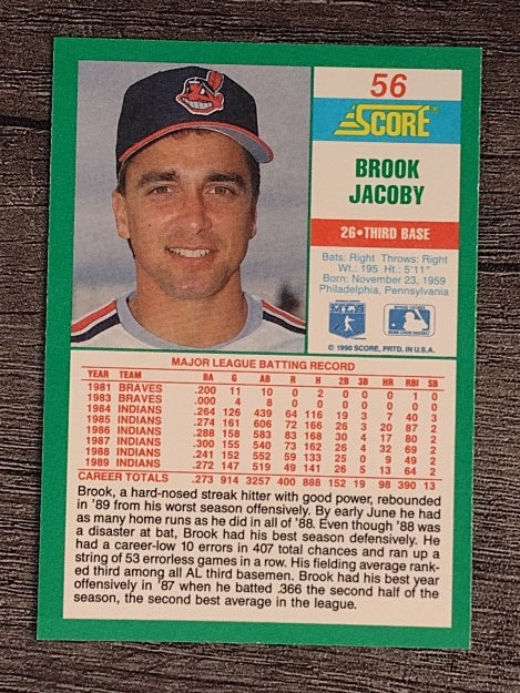 1990 Score #56 Brook Jacoby