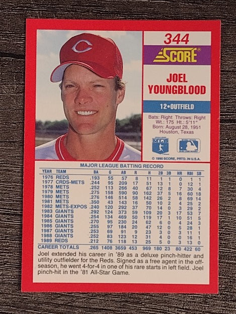 1990 Score #344 Joel Youngblood