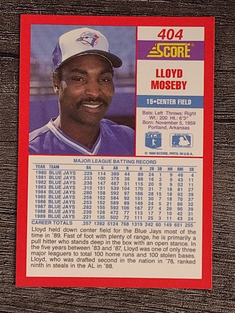 1990 Score #404 Lloyd Moseby