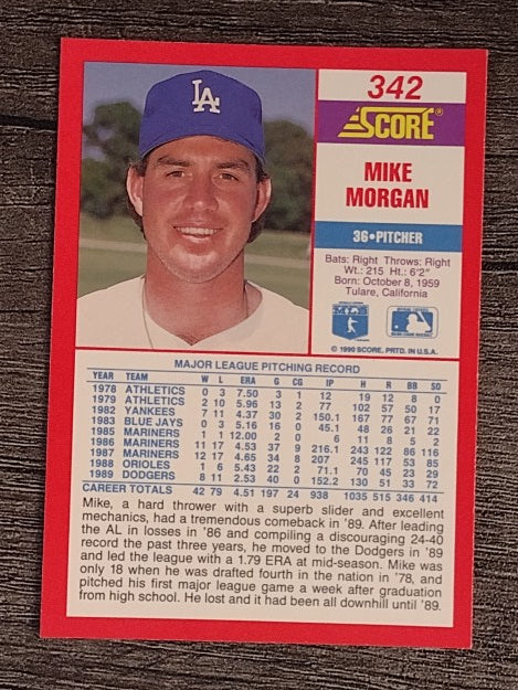 1990 Score #342 Mike Morgan