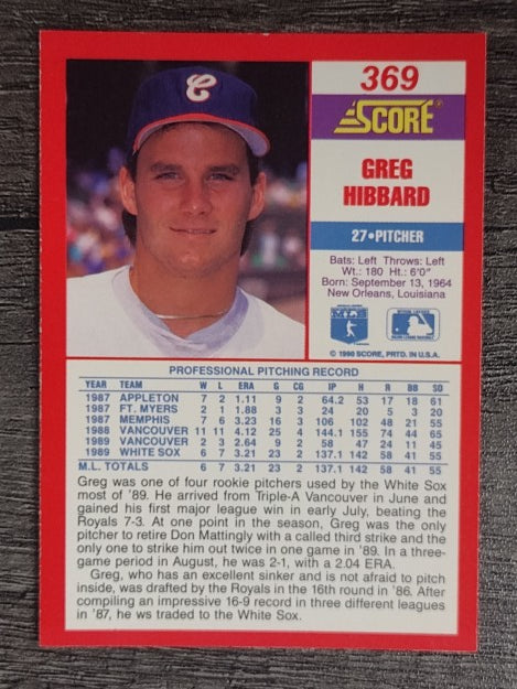 1990 Score #369 Greg Hibbard RC