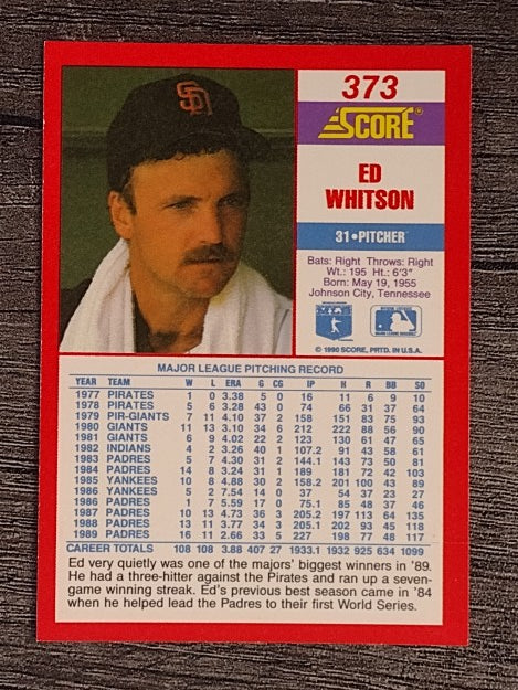 1990 Score #373 Ed Whitson