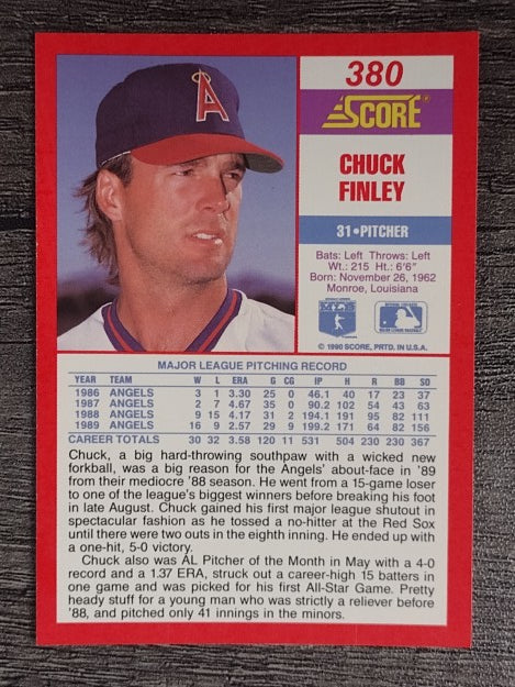 1990 Score #380 Chuck Finley