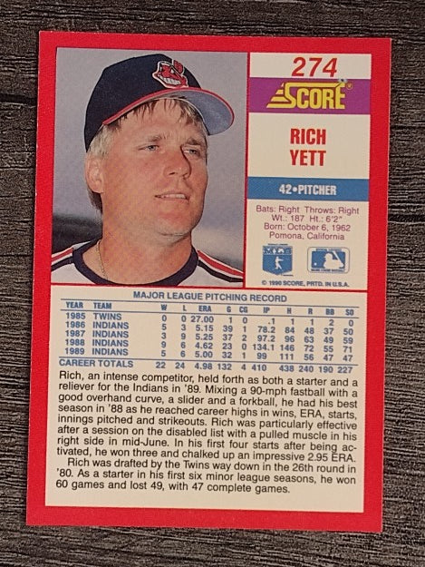 1990 Score #274 Rich Yett