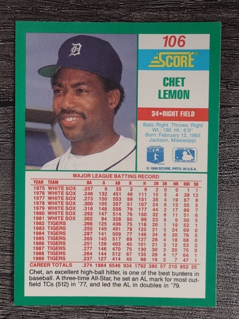 1990 Score #106 Chet Lemon