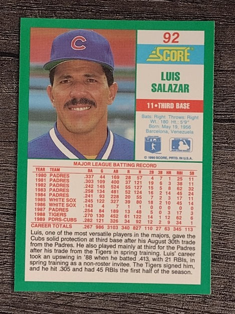 1990 Score #92 Luis Salazar