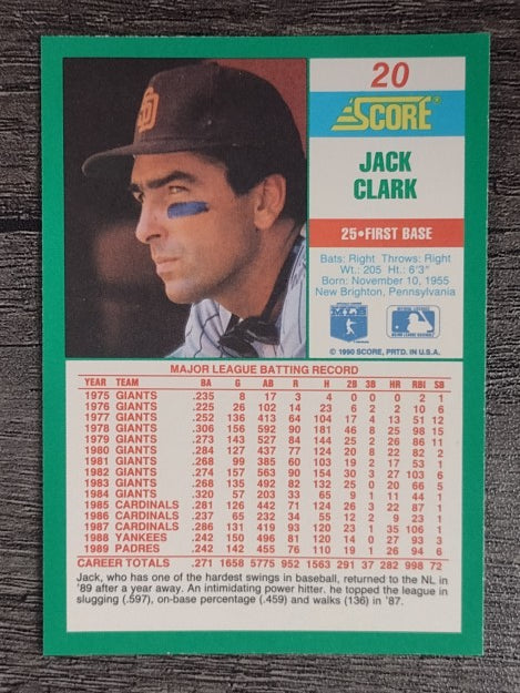1990 Score #20 Jack Clark