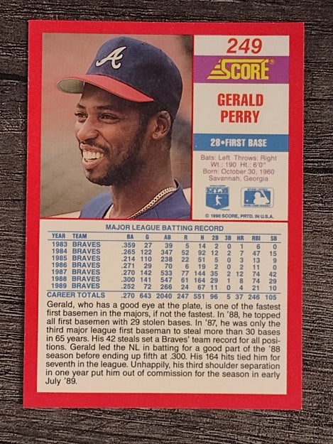 1990 Score #249 Gerald Perry