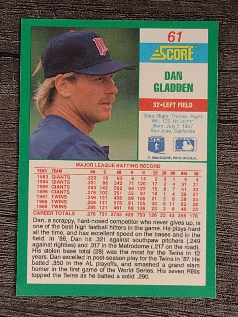 1990 Score #61 Dan Gladden
