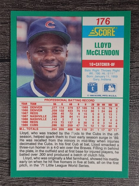 1990 Score #176B Lloyd McClendon COR/Uniform number on back listed as 10