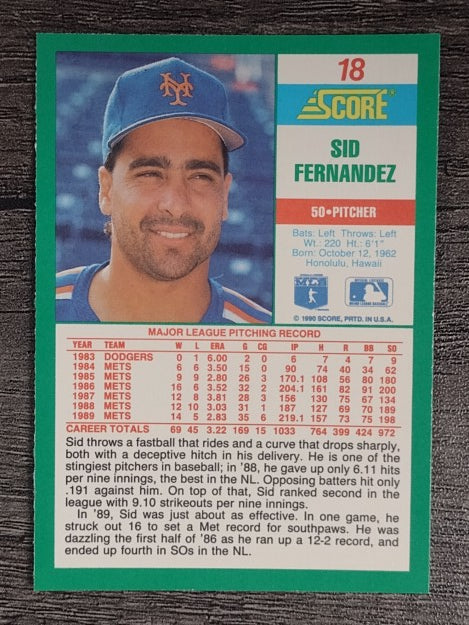 1990 Score #18 Sid Fernandez