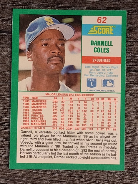 1990 Score #62 Darnell Coles