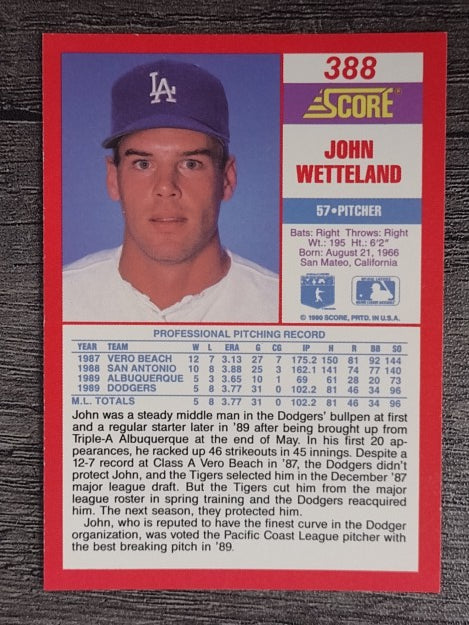 1990 Score #388 John Wetteland