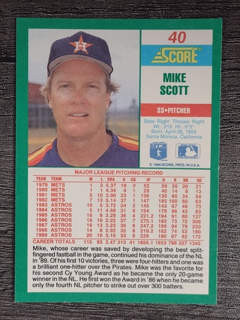 1990 Score #40 Mike Scott