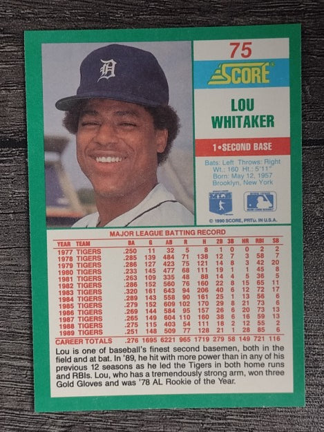 1990 Score #75 Lou Whitaker