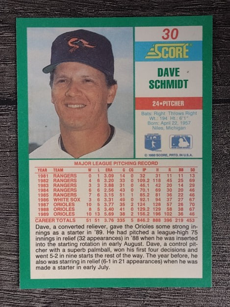 1990 Score #30 Dave Schmidt