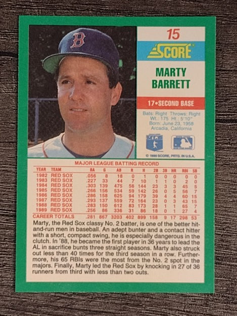1990 Score #15 Marty Barrett