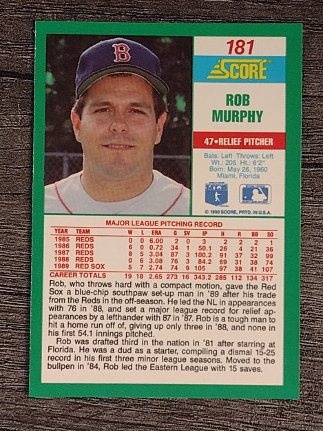1990 Score #181 Rob Murphy