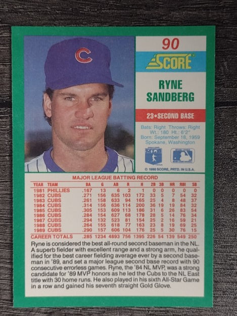 1990 Score #90 Ryne Sandberg