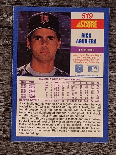 1990 Score #519 Rick Aguilera