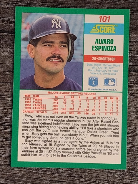 1990 Score #101 Alvaro Espinoza