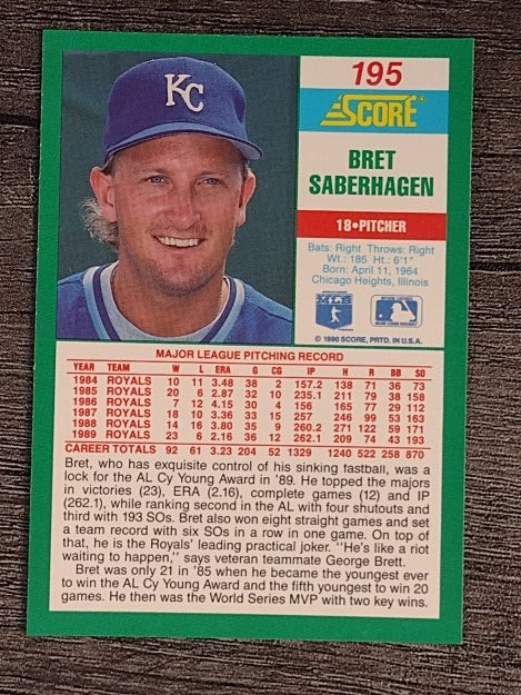 1990 Score #195B Bret Saberhagen COR/Joker