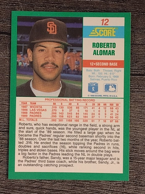 1990 Score #12 Roberto Alomar