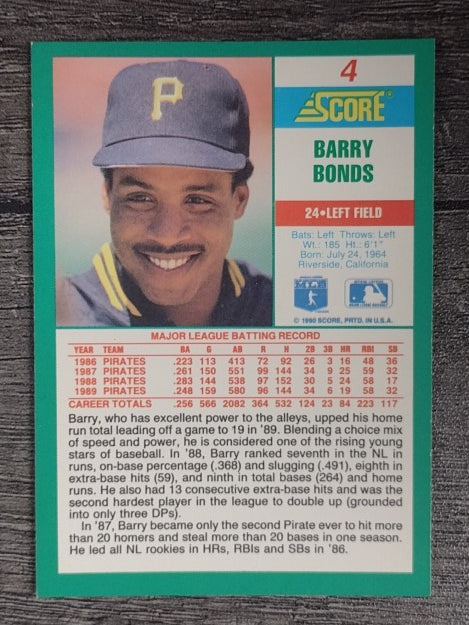 1990 Score #4 Barry Bonds