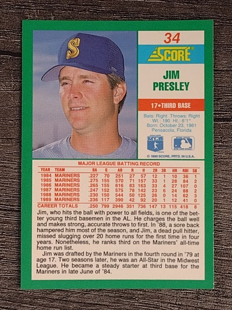 1990 Score #34 Jim Presley