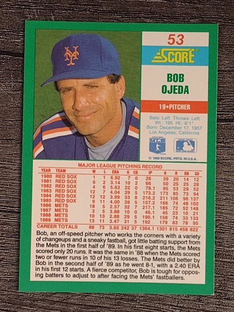 1990 Score #53 Bob Ojeda