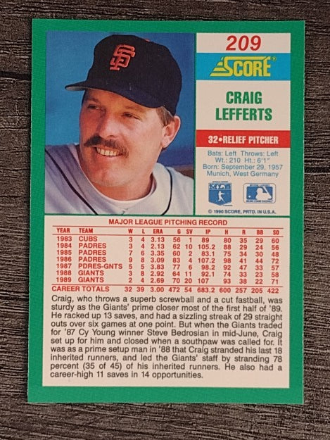 1990 Score #209 Craig Lefferts