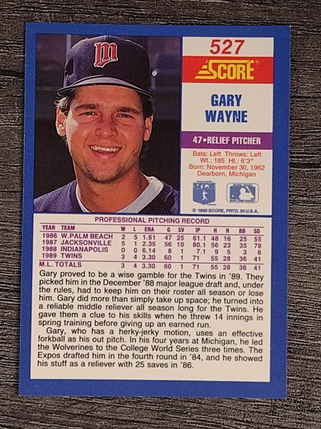 1990 Score #527 Gary Wayne